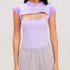 Tops Samii Ryan | Grape Mock Neck Bodysuit