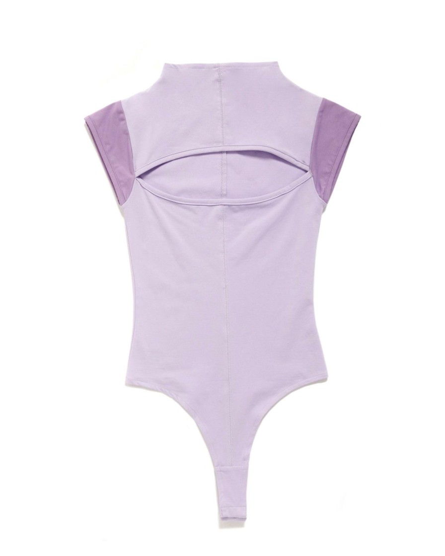 Tops Samii Ryan | Grape Mock Neck Bodysuit